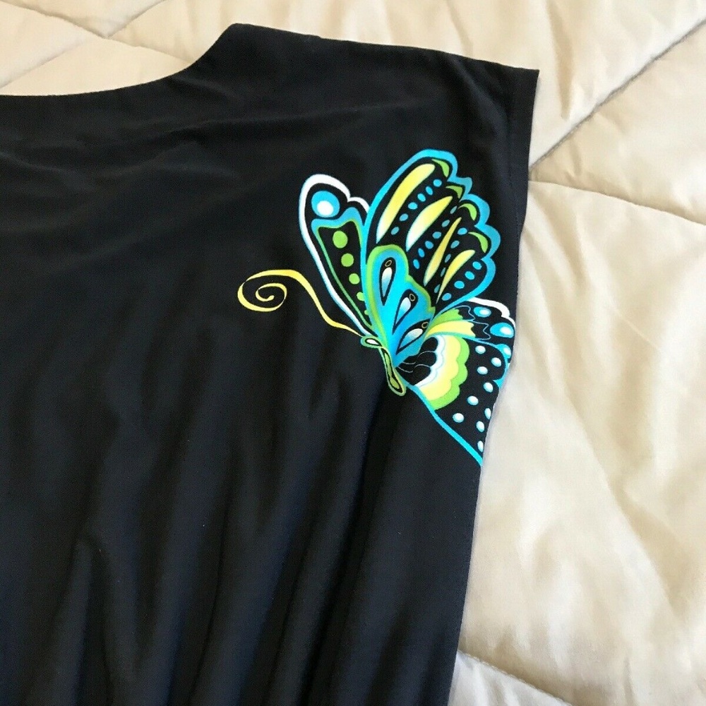 CATO Black Cap Sleeve Dress w Butterflies Prints. - Picture 6 of 7